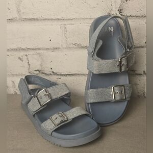 Madden NYC Light Denim Buckle Strap Sandals – Casual Cool Comfort
